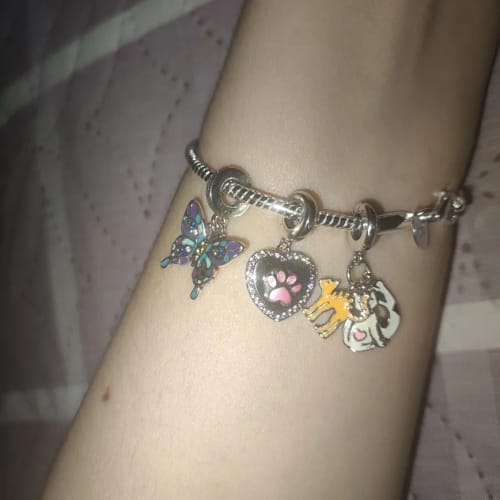 Customer photo review of 925 Sterling Silver Pink Paw Print Charm