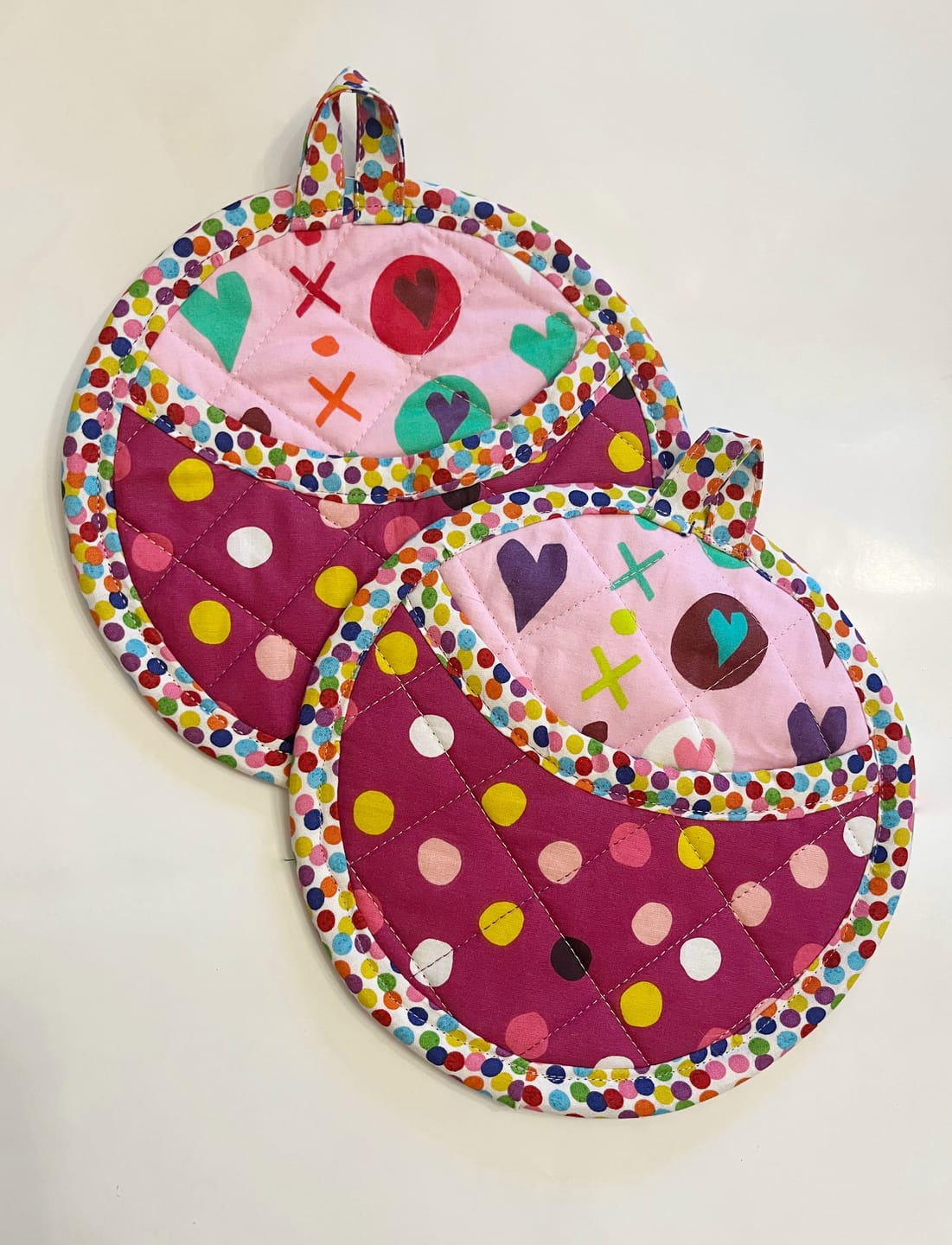 Customer photo review of Quilted Potholder Parade Sewing Pattern with Holiday Version | Digital PDF