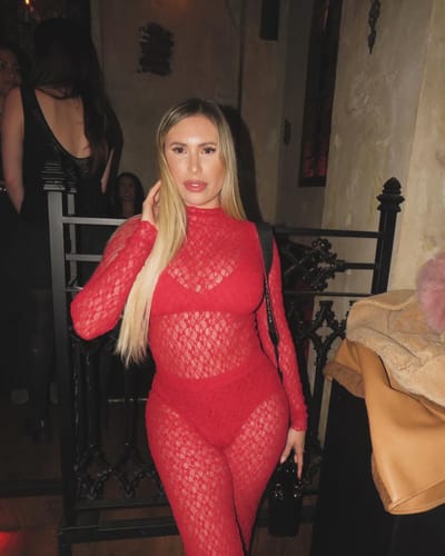 Customer photo review of Stretch Lace Turtleneck Bodysuit