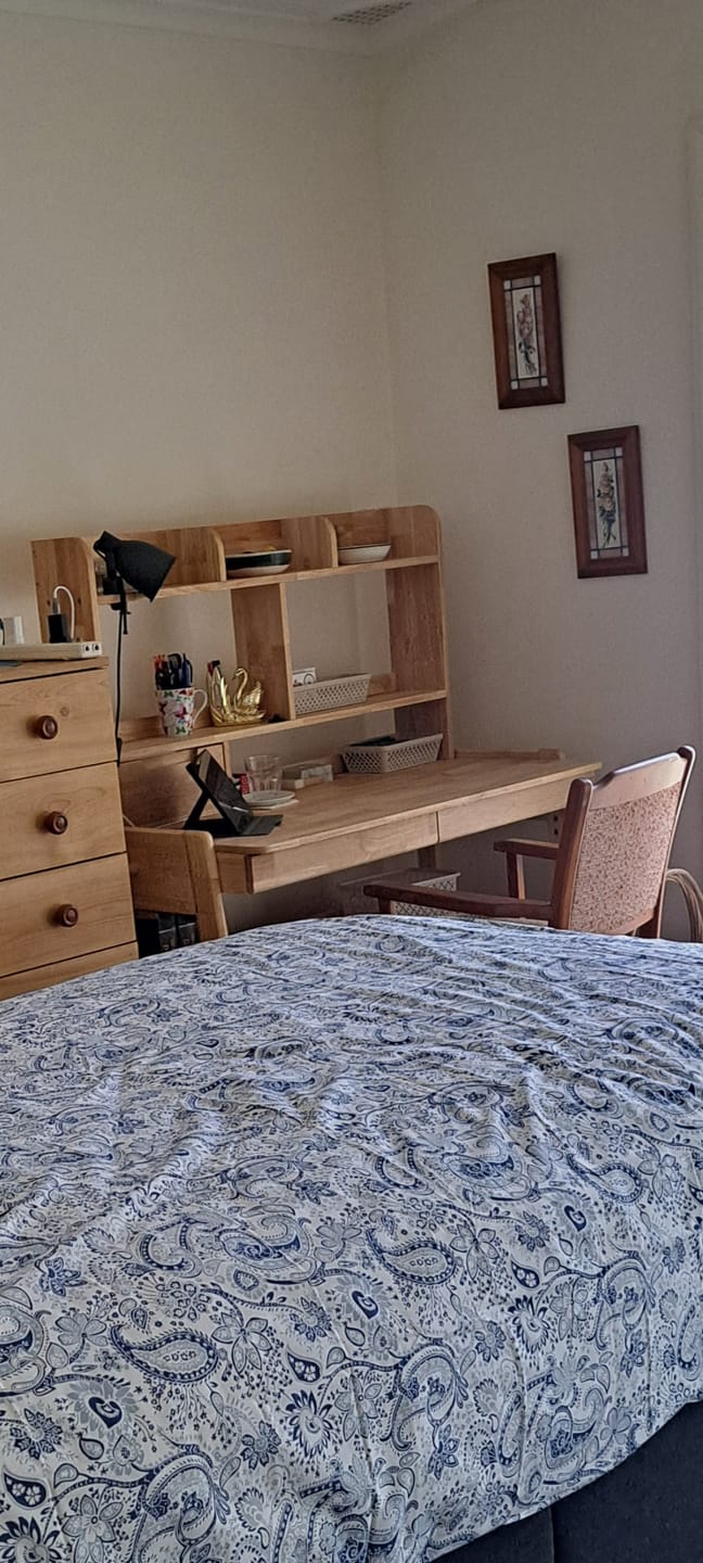 Customer photo review of Ave Solid Wood Study Desk with Shelf and Drawers/Bookcase/Rubberwood/Natural wood color