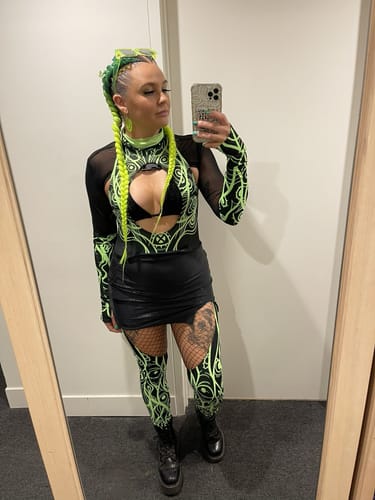 Customer photo review of Necrowaves Green Cut-Out Catsuit