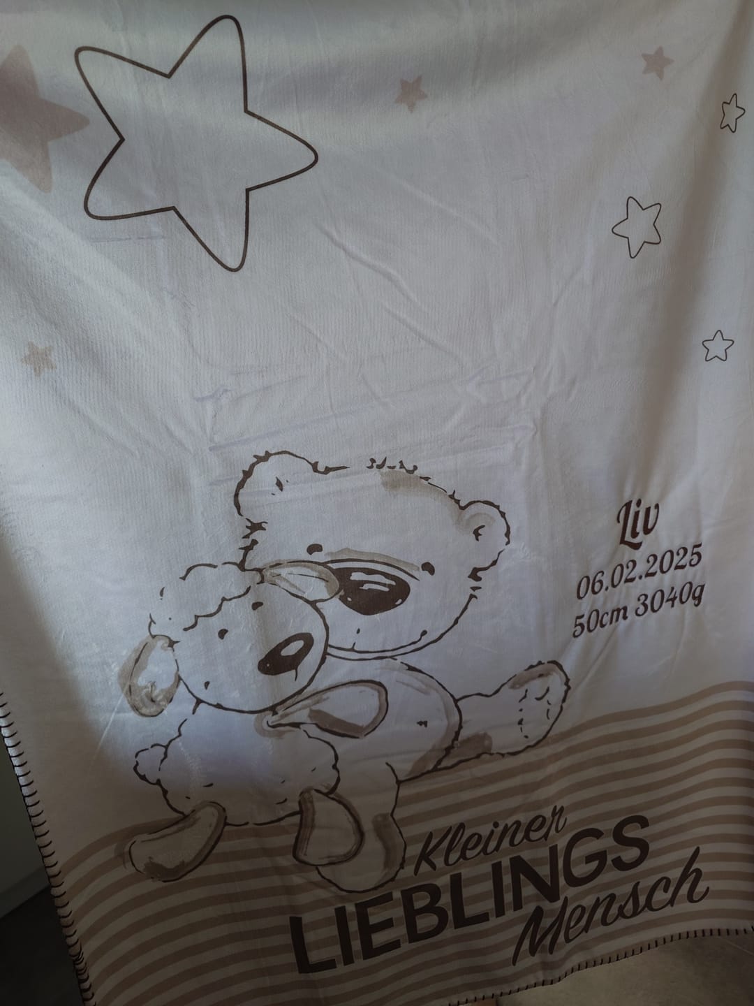 Customer photo review of Babydecke mit Namen Lieblingsmensch SuperFlausch DUO