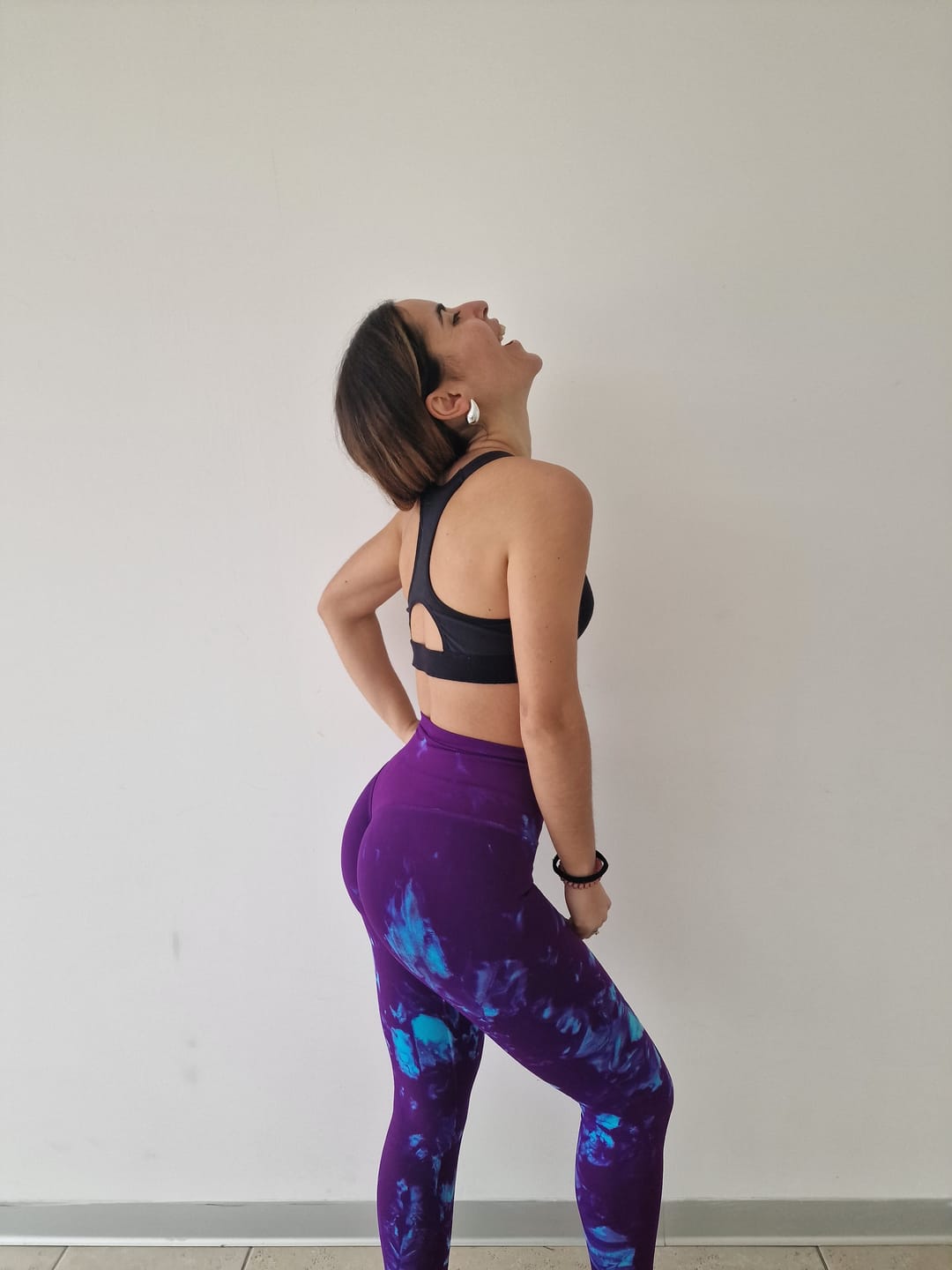 Customer photo review of Leggings Maltinto Caos Azzurro Viola
