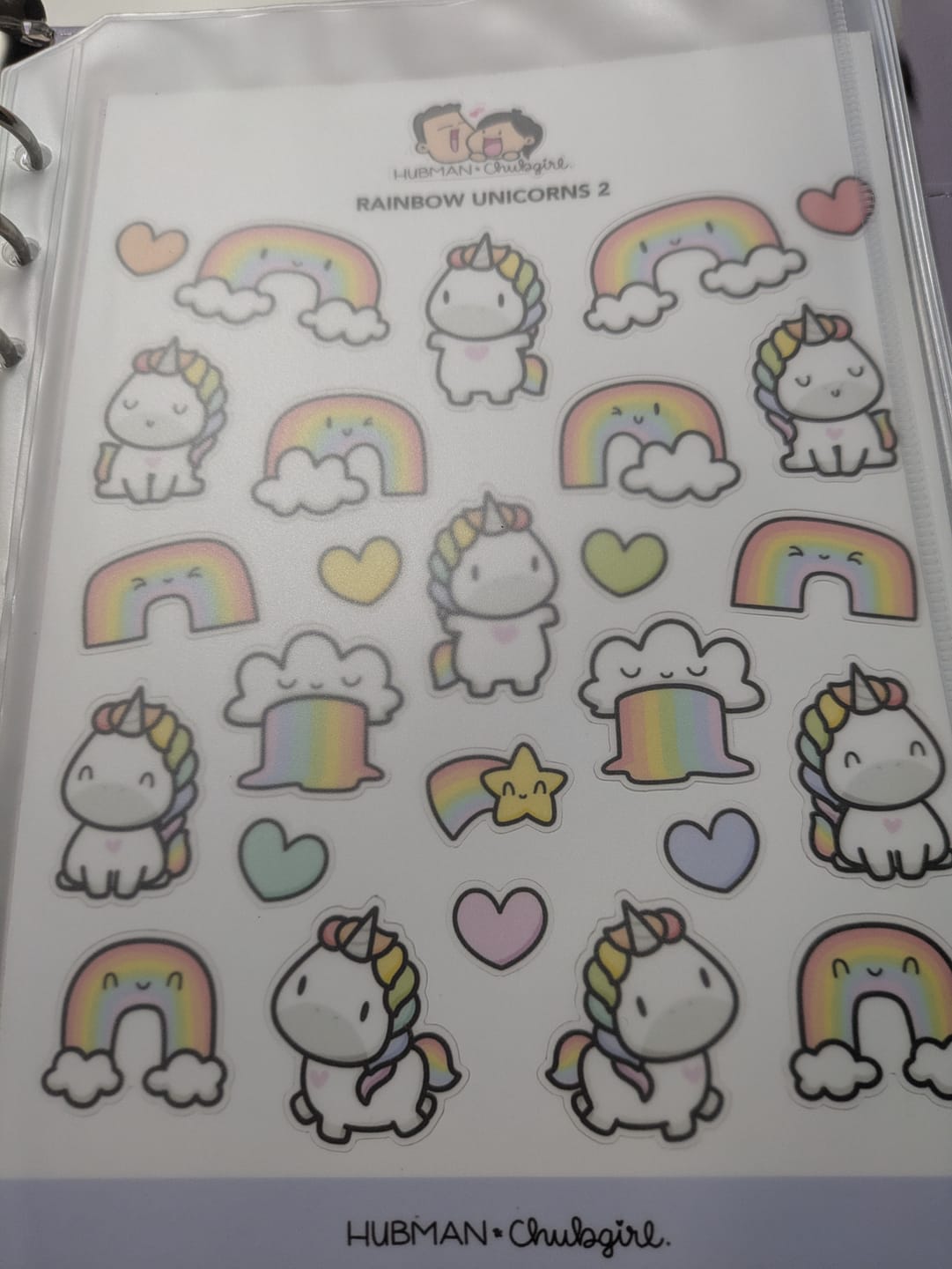 Customer photo review of Rainbow Unicorns 2 Sticker Sheet