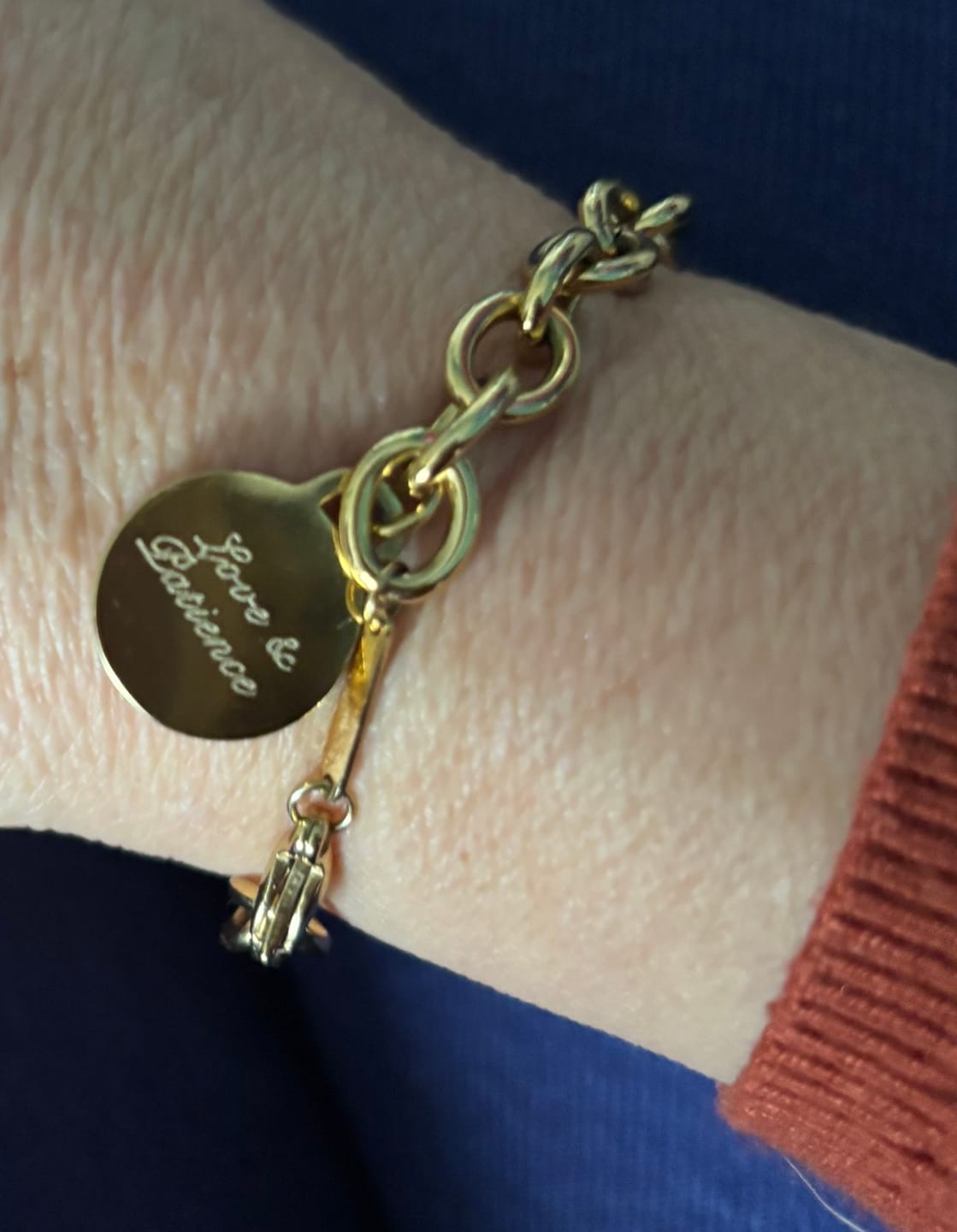 Customer photo review of Engravable Classic Chunky Disc Bracelet
