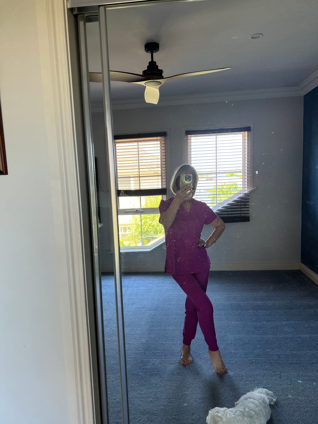Customer photo review of FLORENCE Three Chest Pocket Scrub Top (Original SLTECH™ fabric) - Fuchsia