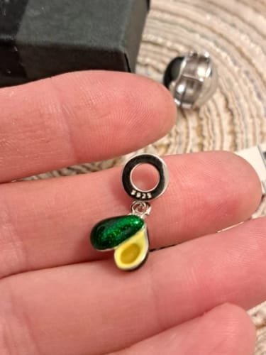 Customer photo review of 925 Sterling Silver Green Avocado Dangle Charm