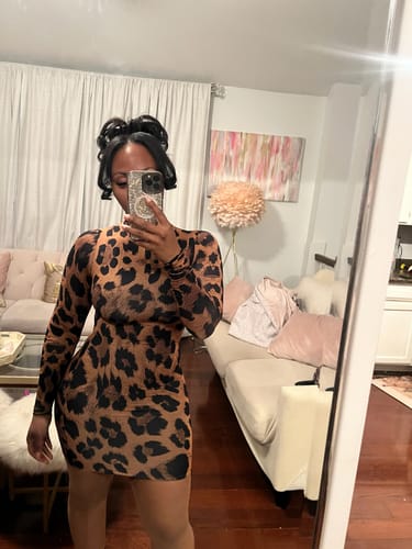 Customer photo review of Naked Animal Print Mini Dress