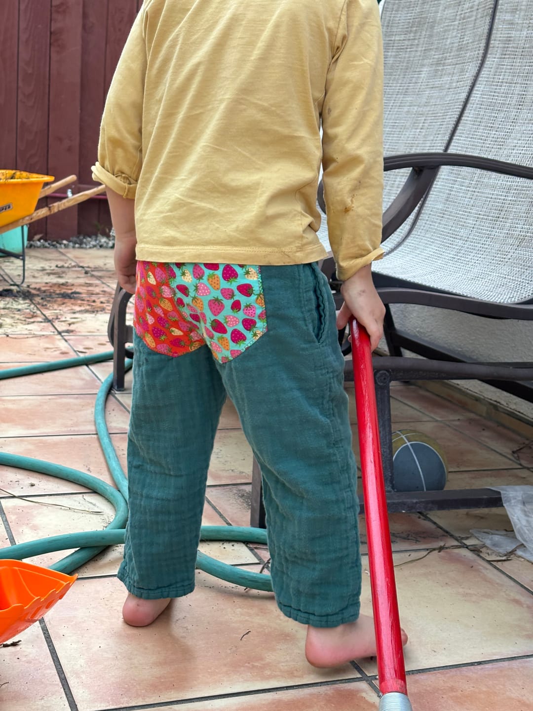 Customer photo review of Gold & Green Reversible Pull On Trousers