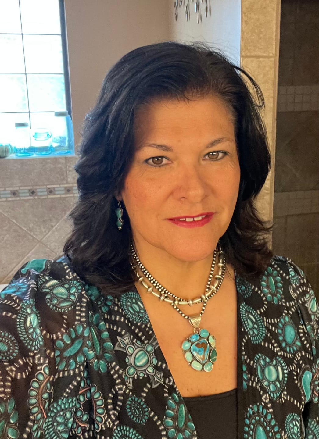 Customer photo review of Navajo Sterling Silver Cone Beaded Necklace 16 inches