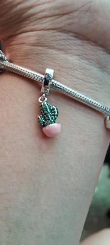 Customer photo review of 925 Sterling Silver Little Cactus Charm