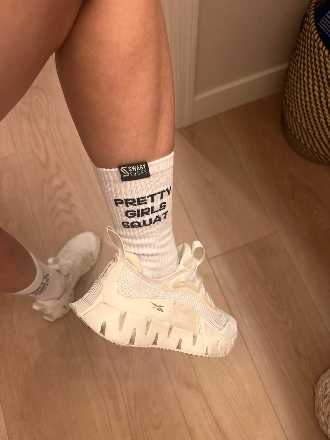 Customer photo review of Pretty Girls Squat - Women's Crew Workout Socks
