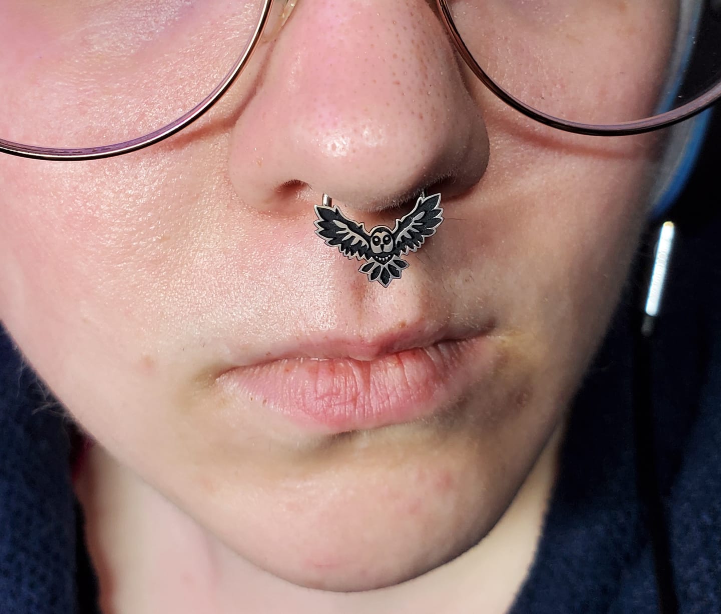 Customer photo review of Owl Septum + Daith Ring