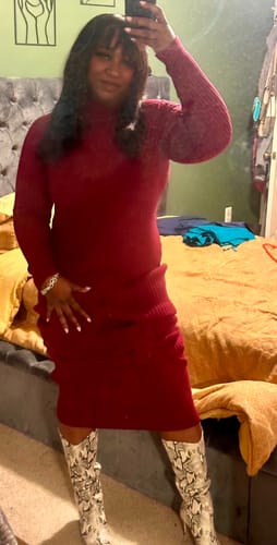 Customer photo review of Ribbed Knit Maxi Dress