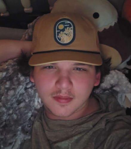 Customer photo review of Big Flat Bill Unstructured Rope Mesh Hat