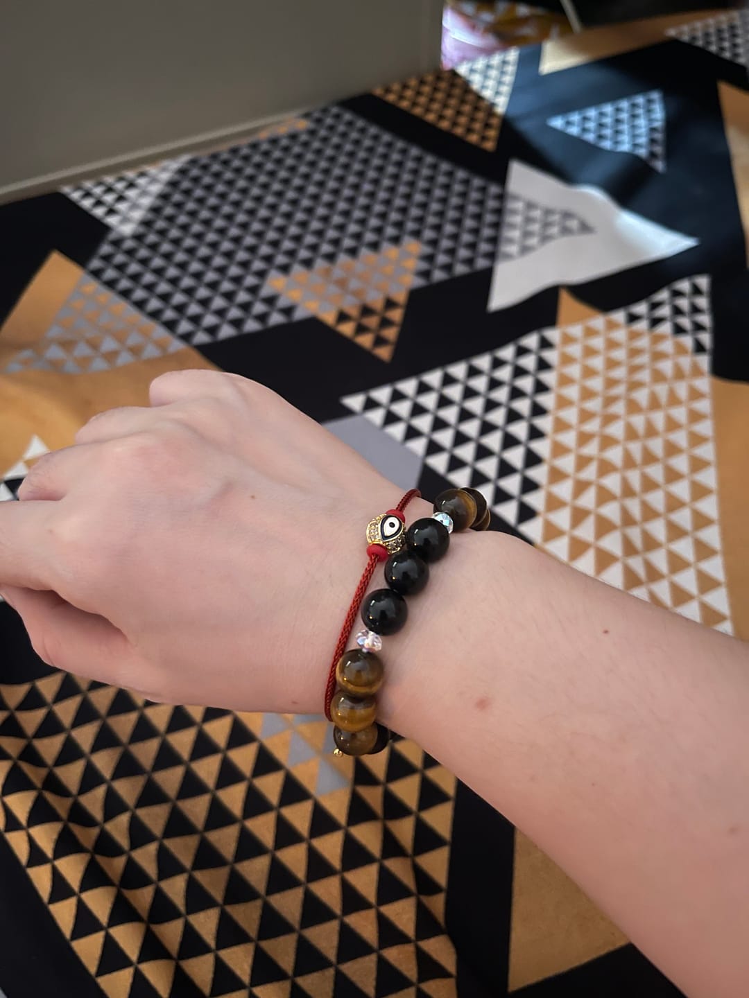 Customer photo review of Swarovski Crystal w/ Tigers Eye and Black Obsidian for Healing, Protection and Luck