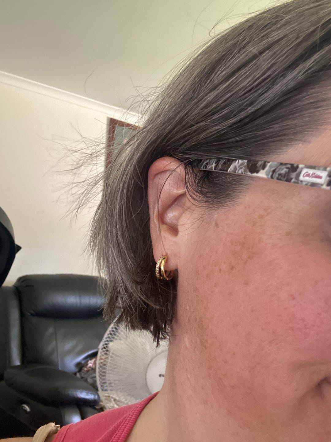 Customer photo review of Double Zirconia Huggie Hoop Earrings