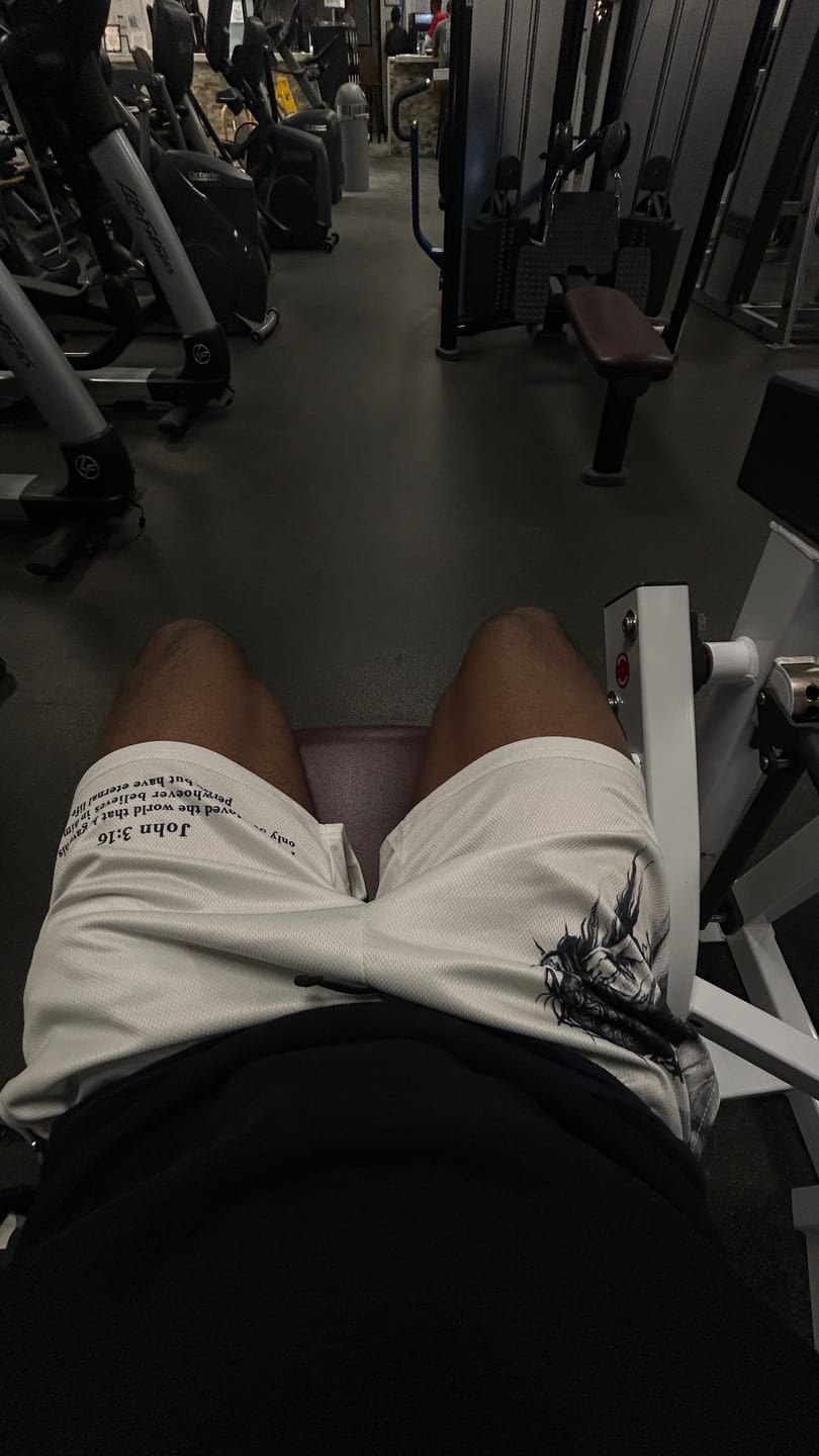 Customer photo review of Jesus Crucified Mesh Shorts - Gray