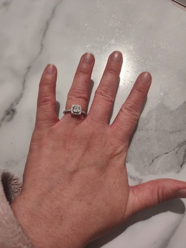 Customer photo review of Halo Cushion Cut CZ Ring in Sterling Silver