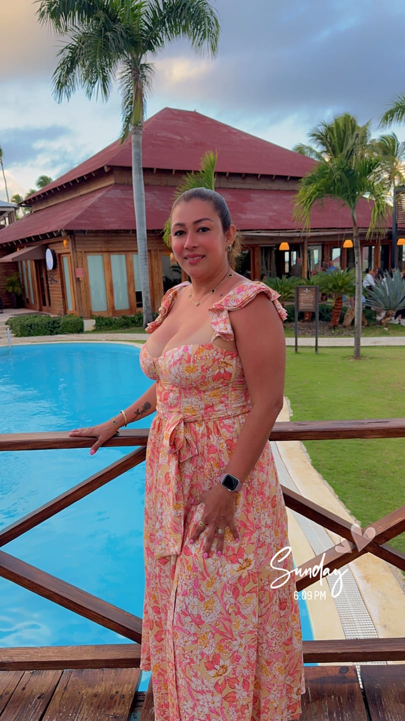 Customer photo review of Valeria Corset Ruffle Midi Dress – Sunset Floral