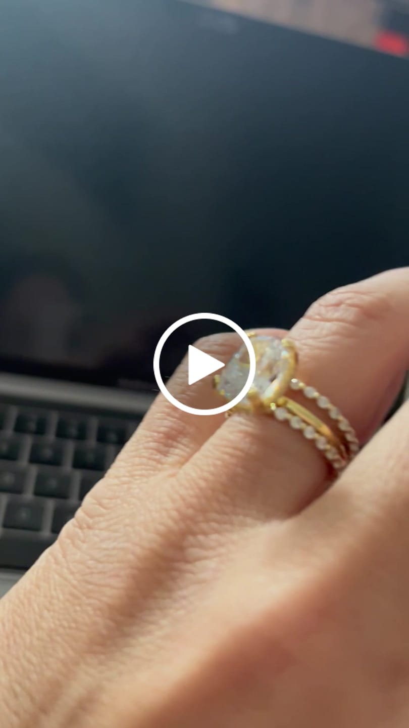Customer video review of Louily Elegant Yellow Gold Round Cut Full Eternity Wedding Band Set In Sterling Silver