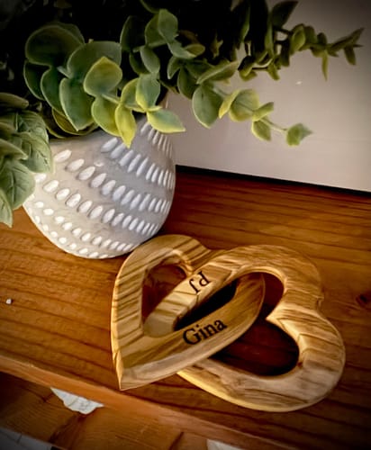 Customer photo review of Olive Wood Connected Hearts | A Great Gift on Valentine, Engagement and Wedding