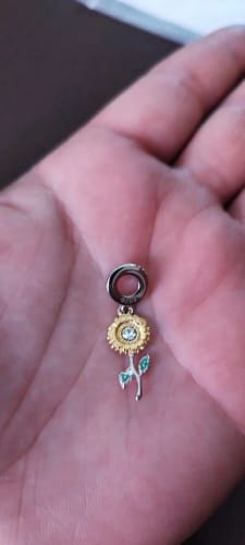 Customer photo review of 925 Sterling Silver Sunflower Dangle Charm