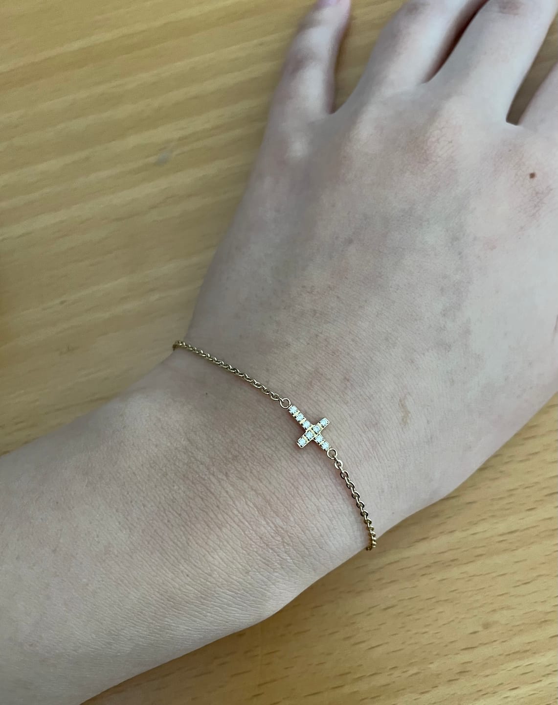 Customer photo review of Pavé Cross Bracelet