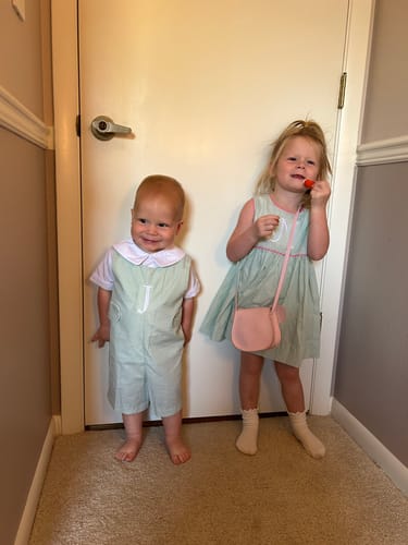Customer photo review of Light Green Gingham Betsy Dress
