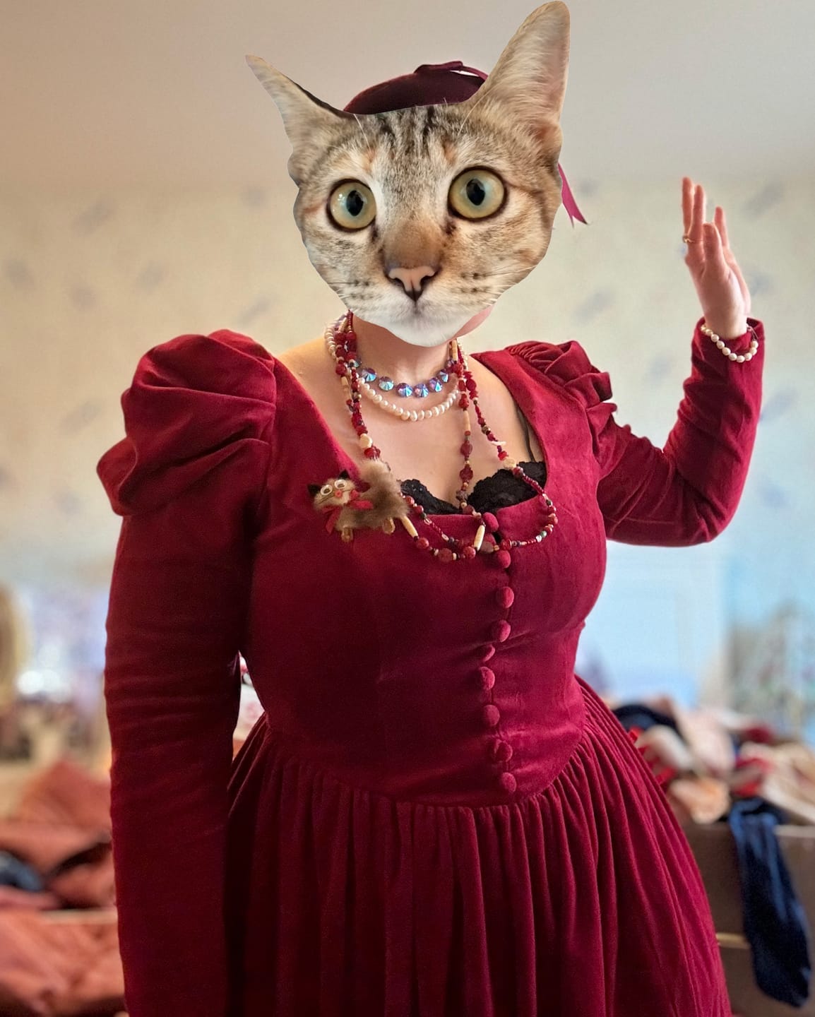 Customer photo review of Haunted Beauty Victorian Dress in Crimson