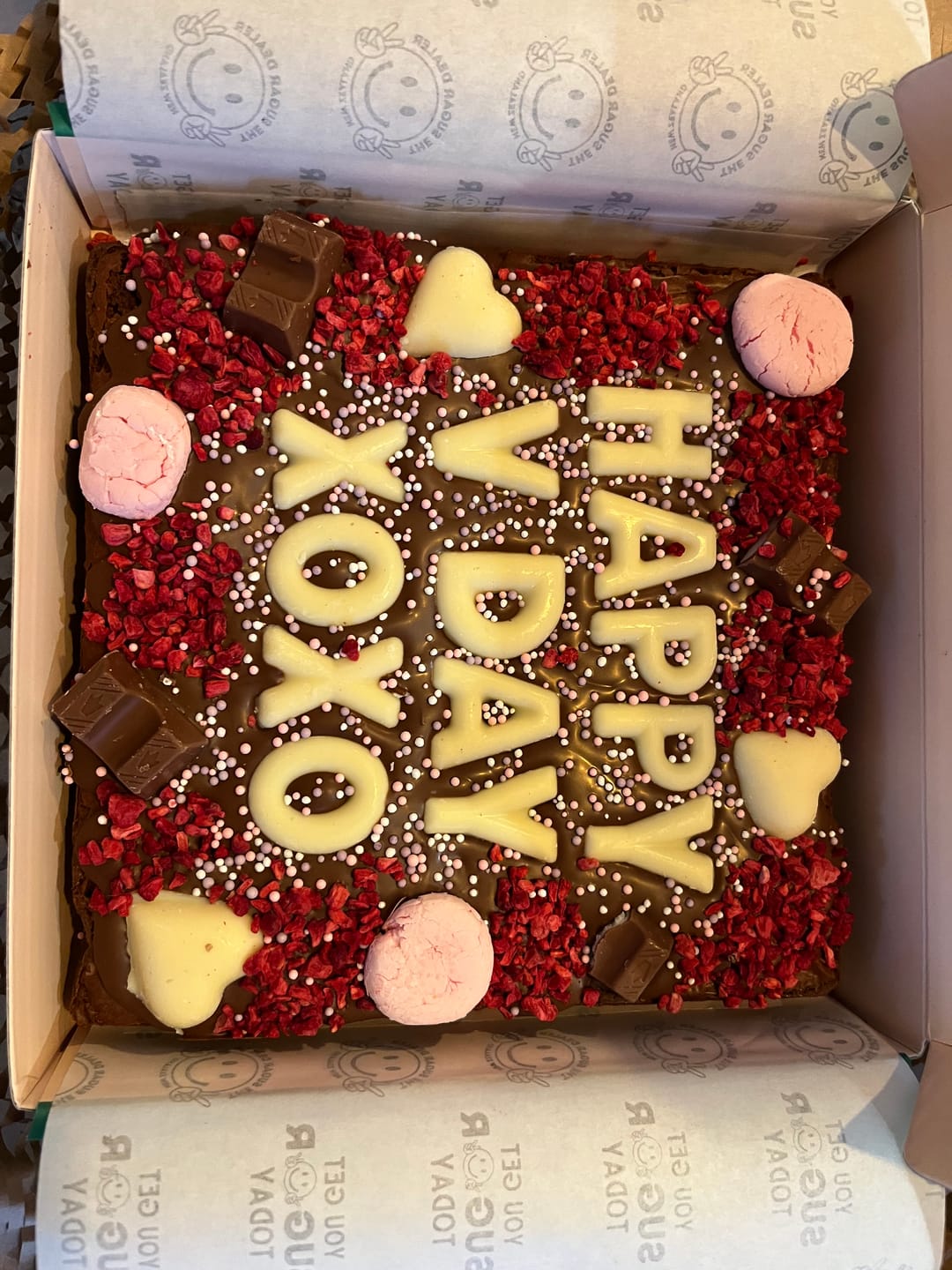 Customer photo review of No added gluten custom message brownie