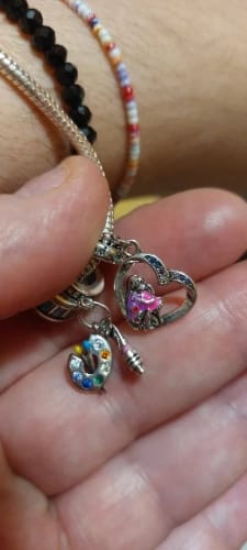 Customer photo review of 925 Sterling Silver Mom and Daughter Love Charm