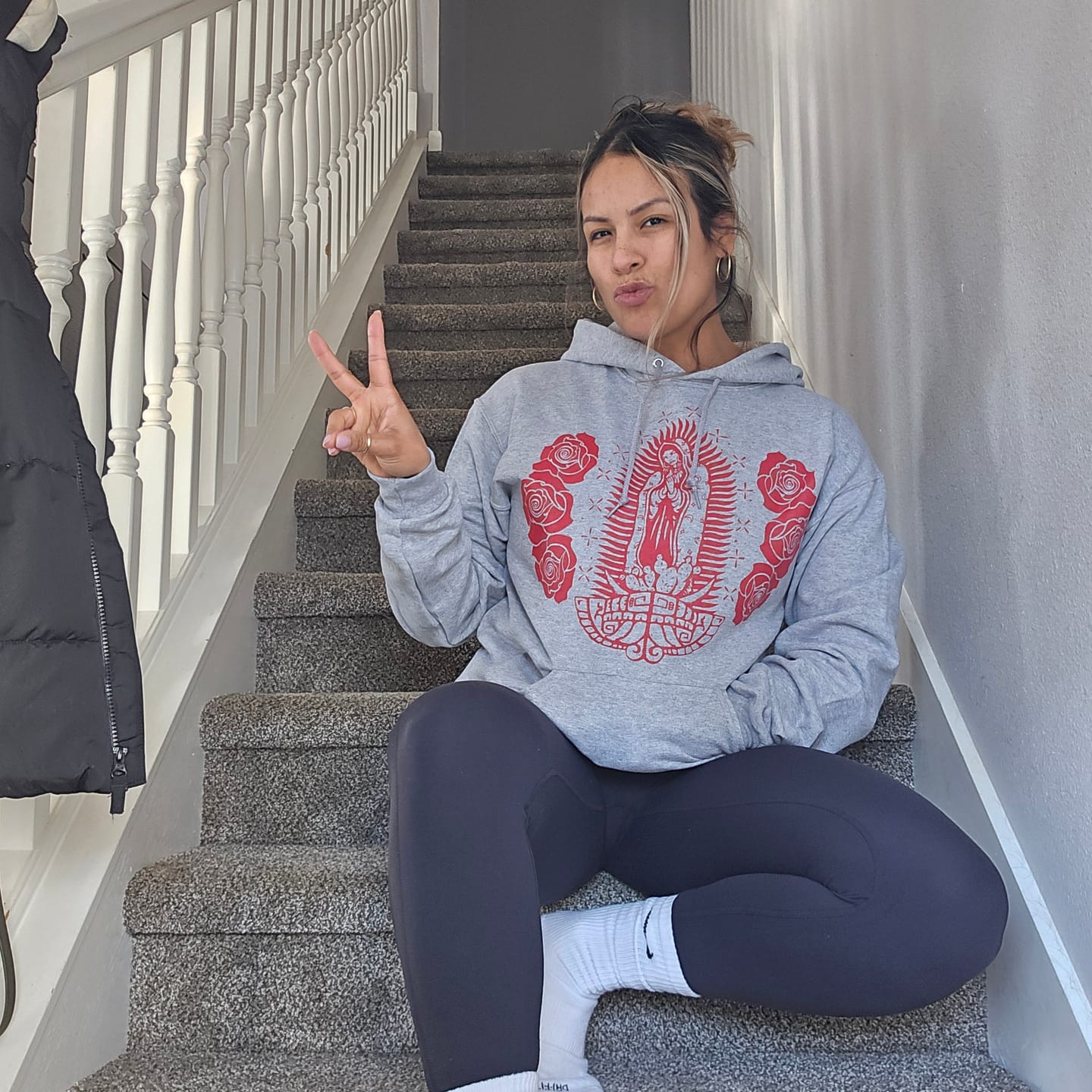 Customer photo review of Unisex Gray Guadalupana Hoodie