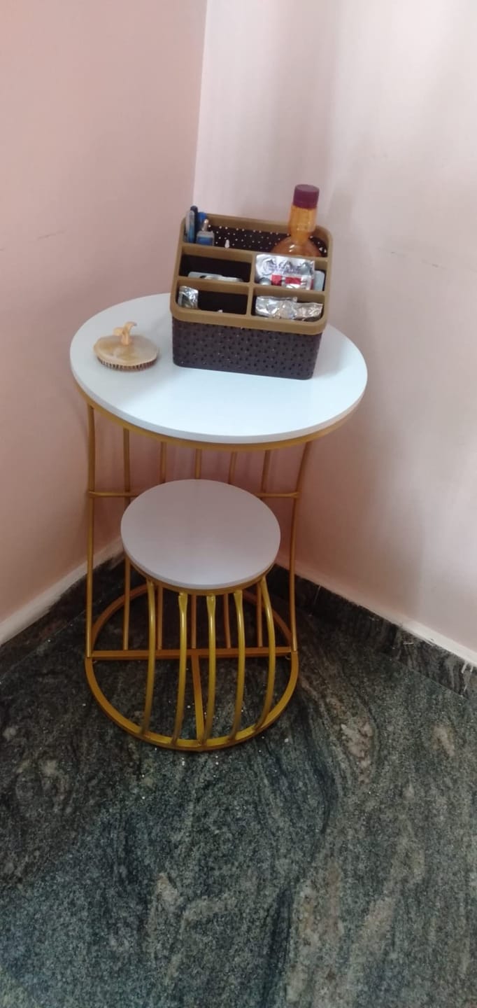 Customer photo review of Accent Coffee Table Simple Modern Bedside Cabinet Small Round Table Faux Marble Top Metal Table Living Room Sofa
