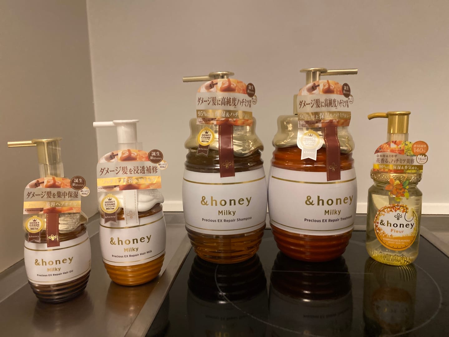 Customer photo review of & Honey Milky Precious EX Repair Shampoo, Treatment & Hair Oil Set (500ml x2 + 105ml)
