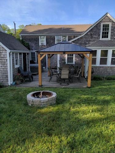 Customer photo review of SUNJOY 11x13 Wooden Gazebo with Solar Panel, LED Lights and Ceiling Hook - Driftwood Cedar