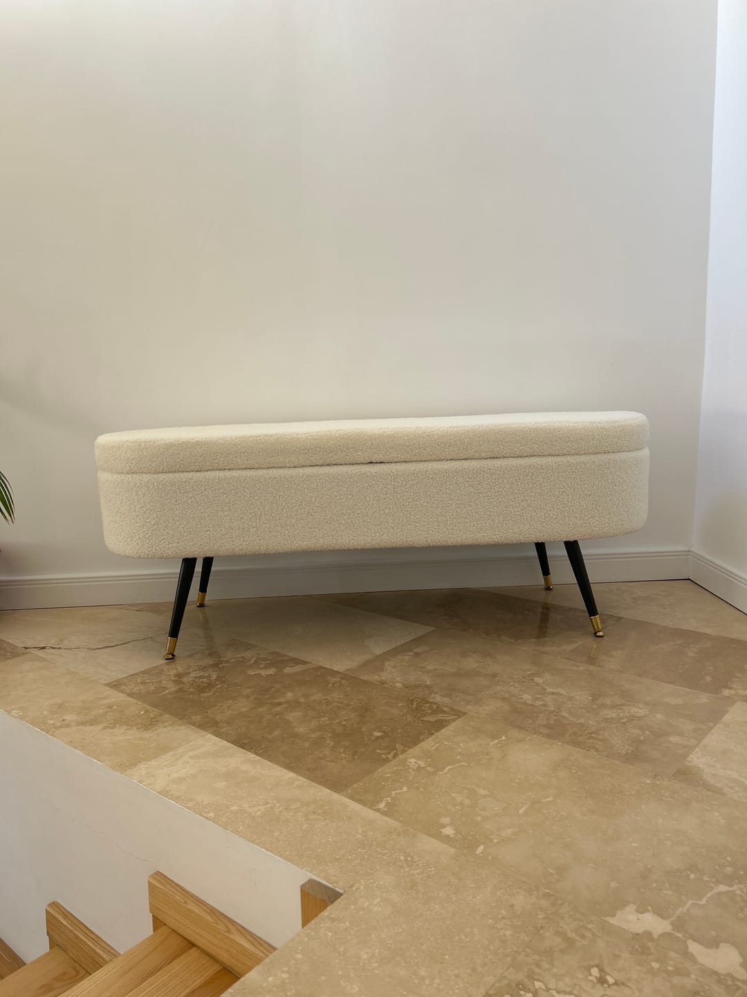 Customer photo review of Bancheta AVEIRO, stofa buclata crem, 120x46x40 cm
