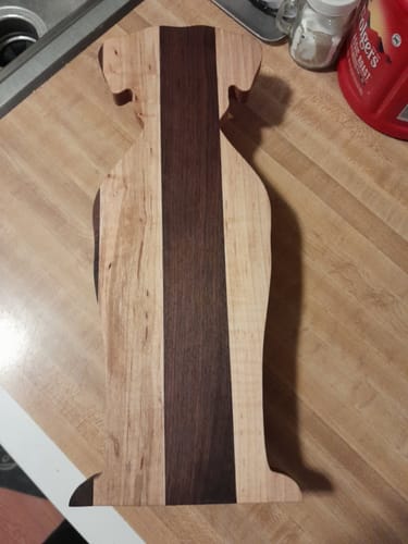 Customer photo review of 15.75x6.5" Dog Shaped Serving Board Acrylic Router Template