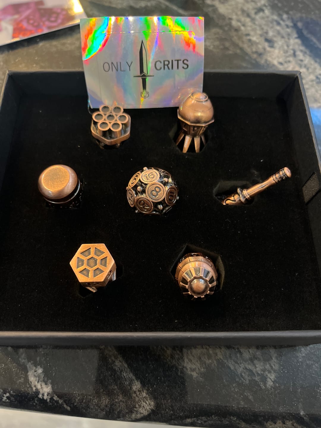 Customer photo review of Mystery Metal Dice Set Subscription