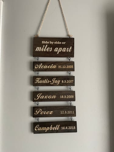 Customer photo review of Personalized Grandkids Hanging Sign (Engraved) Family Keepsake