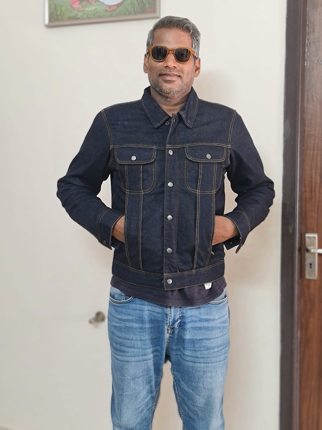 Customer photo review of zero: denim riding jacket