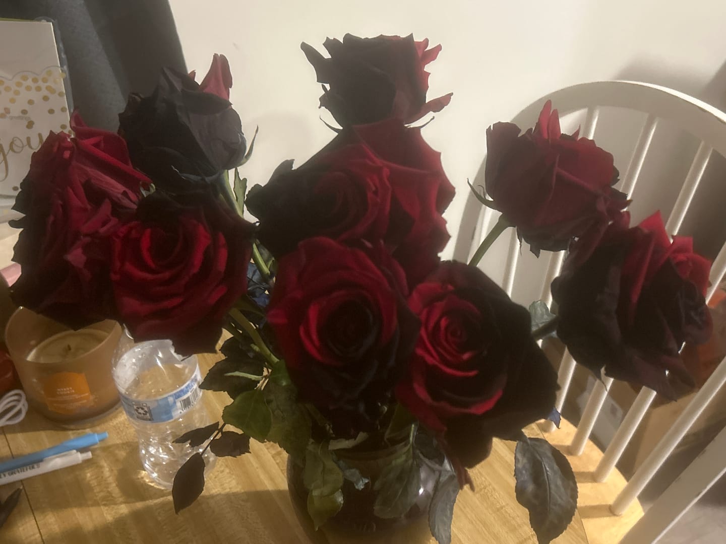 Customer photo review of Black and Red Tinted Roses