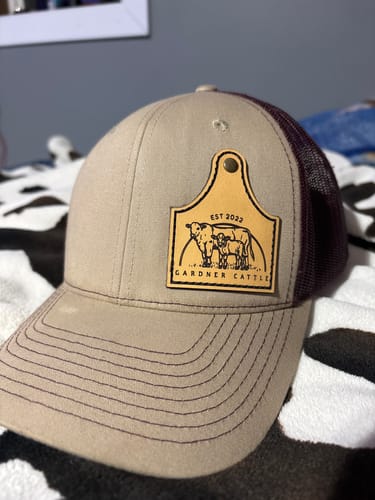 Customer photo review of Custom Leather Patch Hats Richardson 112 Laser Engraved