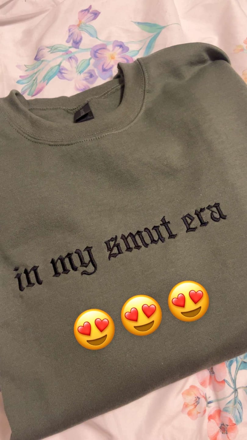 Customer photo review of in my smut era embroidered sweatshirt