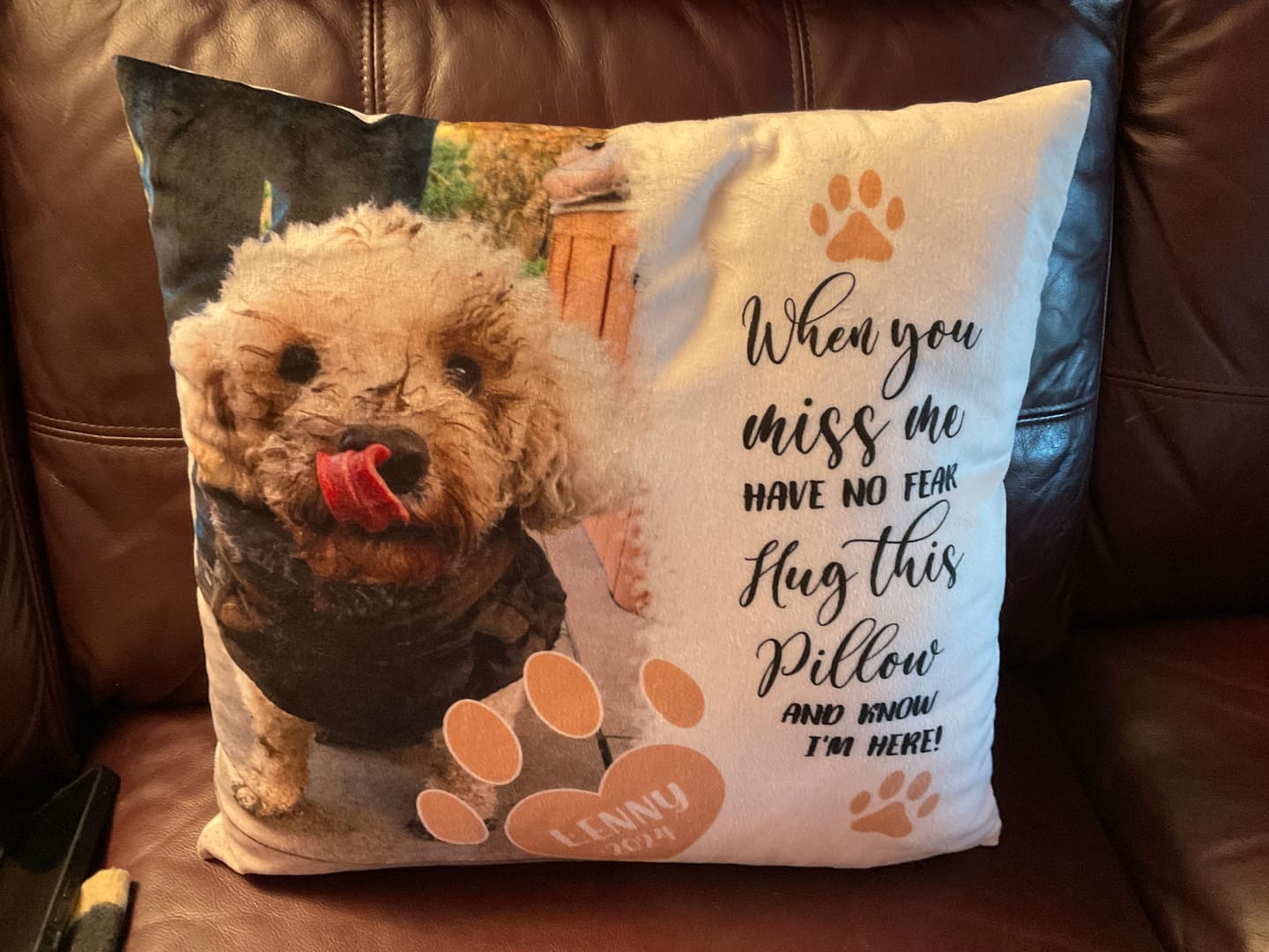 Customer photo review of When you miss me - Personalised Pillow