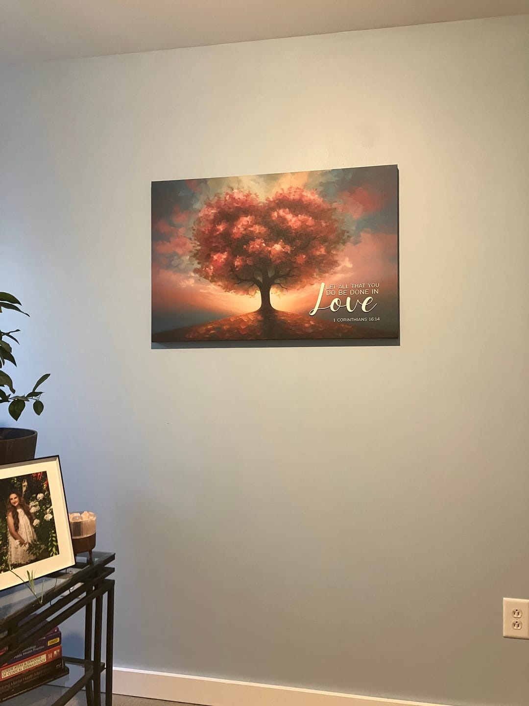Customer photo review of Let All That You Do Be Done in Love, Heart Shape Tree, Wall Art Canvas