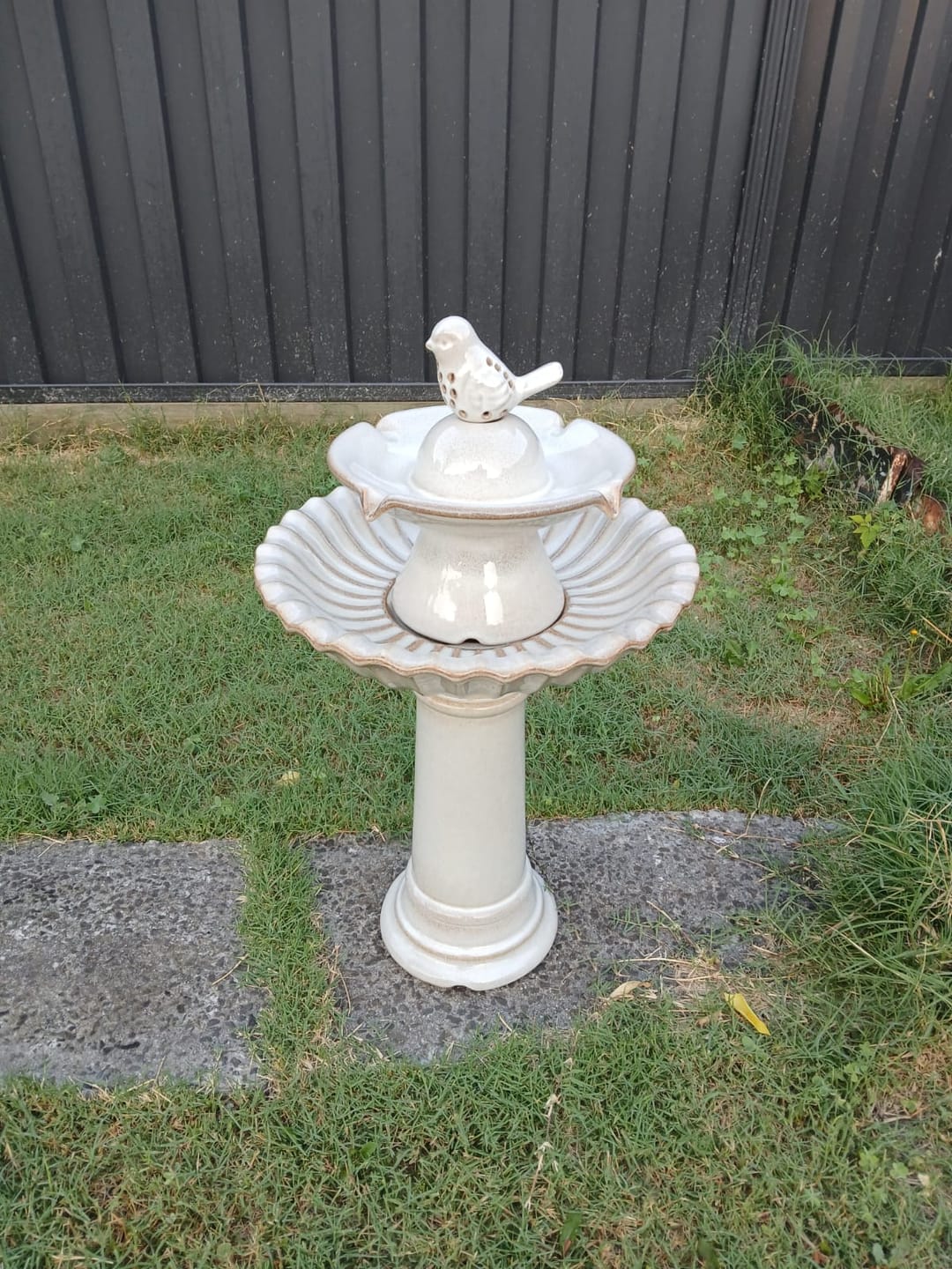 Customer photo review of Maisy Ceramic Bird Bath Fountain - 2 Colours