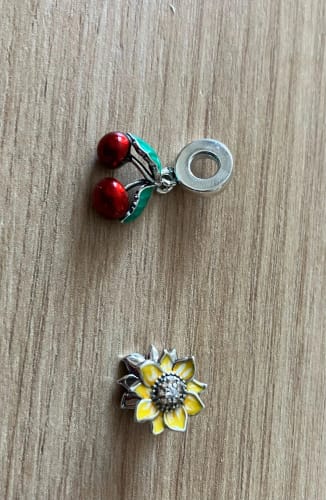 Customer photo review of 925 Sterling Silver Cherries Charm