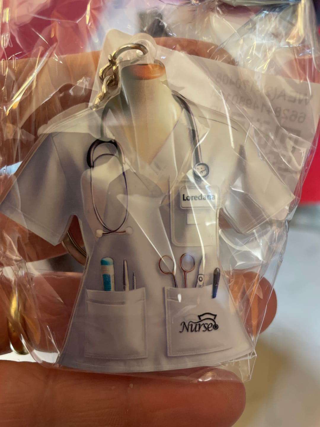 Customer photo review of Nurse Uniform Custom Name Personalized Keychain