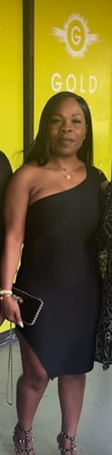 Customer photo review of Tyra Black One Shoulder Bandage Dress